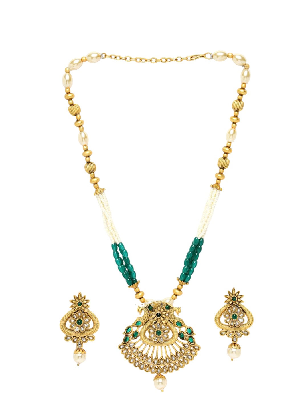 

ADIVA Gold-Plated Kundan Stone Necklace and Earrings