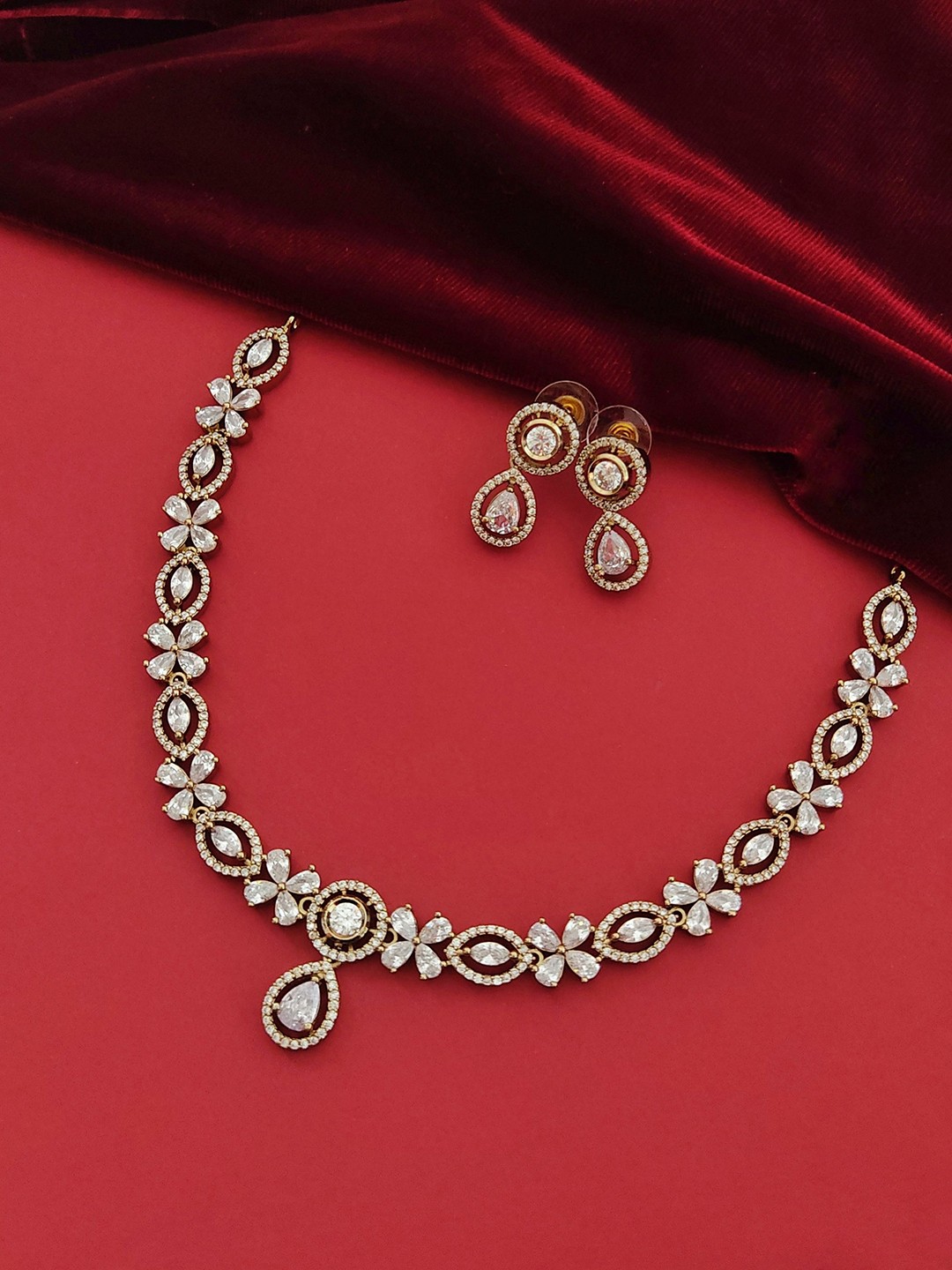 

Pihtara Jewels Gold-Plated CZ-Studded Jewellery Set