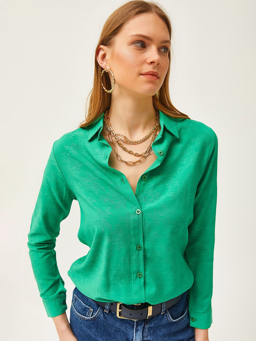 

Olalook Spread Collar Long Sleeves Cotton Casual Shirt, Na