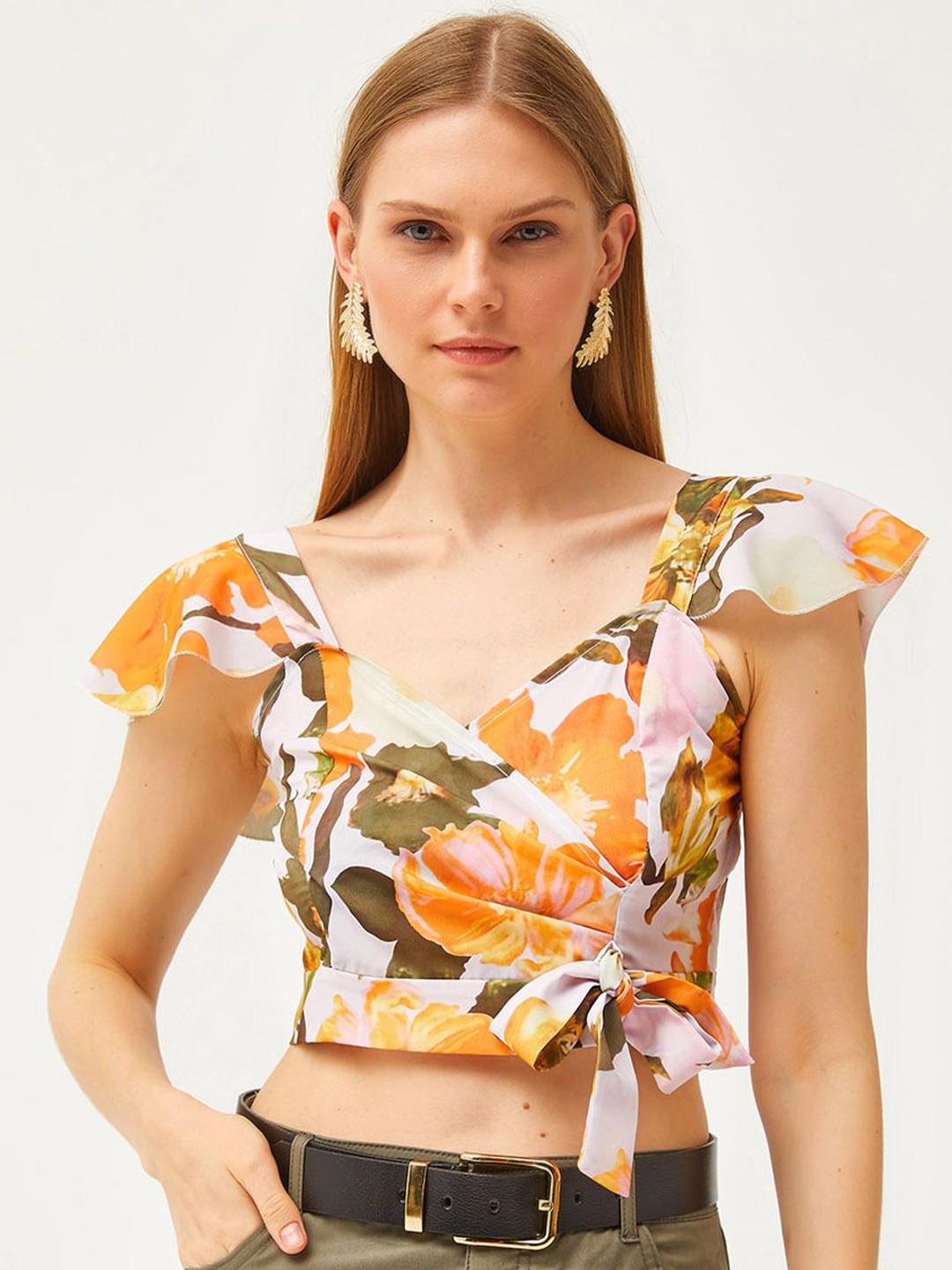 

Olalook Floral Print Sweetheart Neck Crop Top, Multi