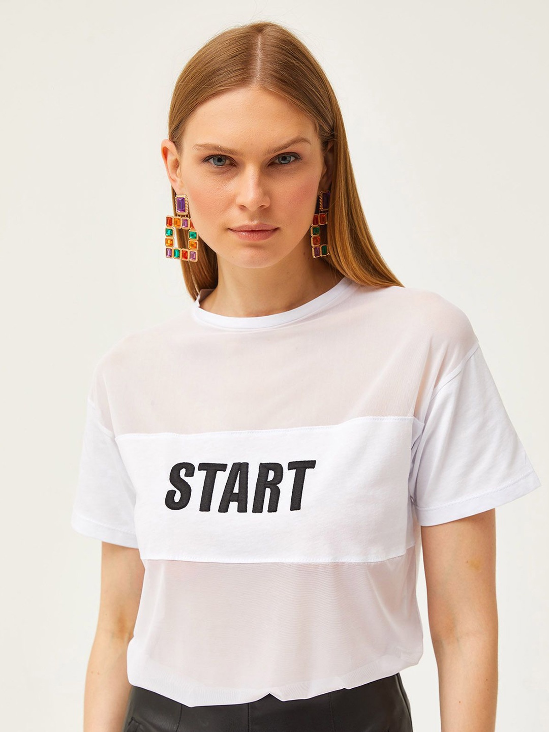 

Olalook Women Typography Printed Round Neck Regular Fit T-shirt, White