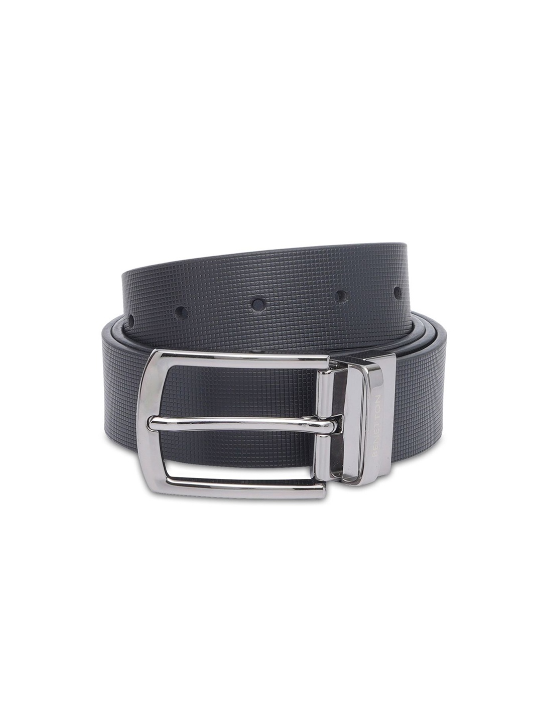 

United Colors of Benetton Men Textured Leather Reversible Formal Belt, Black
