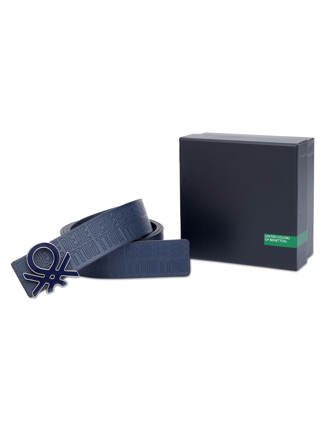 

United Colors of Benetton Men Leather Reversible Formal Belt, Navy blue