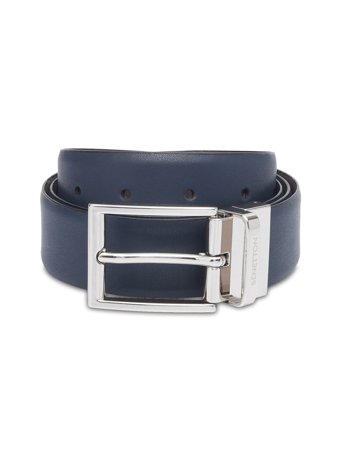 

United Colors of Benetton Men Leather Reversible Belt, Navy blue