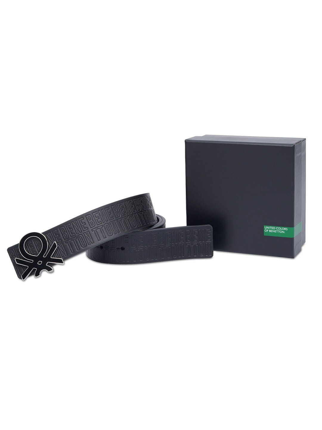 

United Colors of Benetton Men Textured Leather Reversible Belt, Black