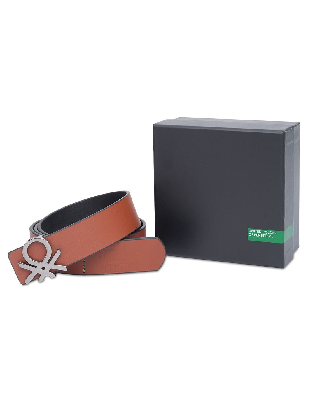 

United Colors of Benetton Men Leather Reversible Belt, Tan