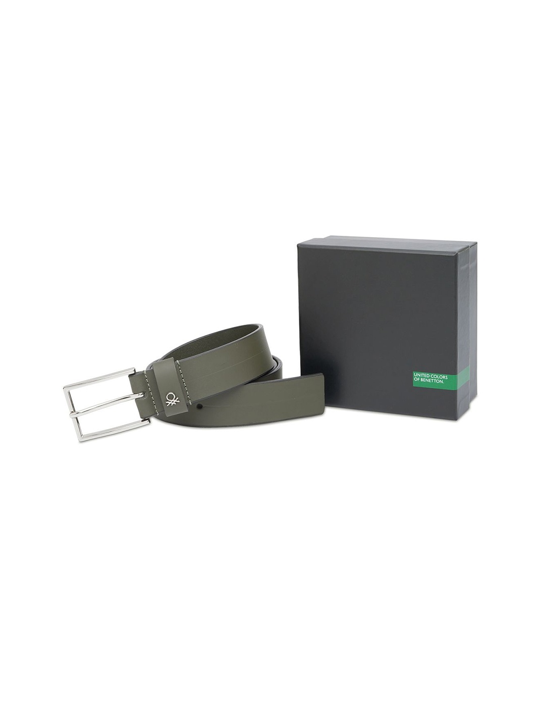 

United Colors of Benetton Men Leather Formal Belt, Olive