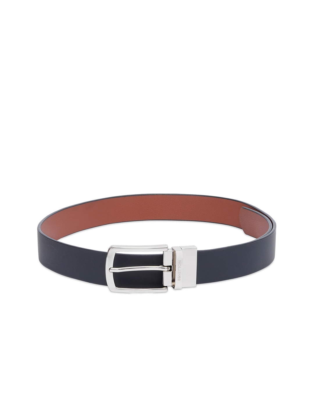 United Colors of Benetton Men Leather Reversible Belt, Black