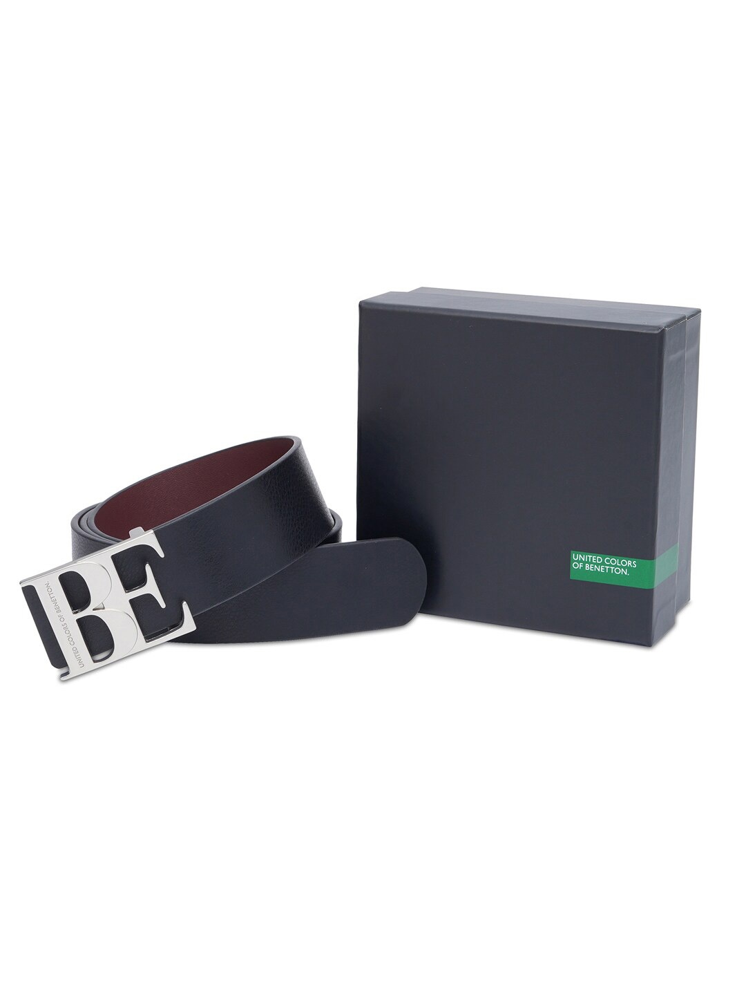 

United Colors of Benetton Men Leather Reversible Belt, Black