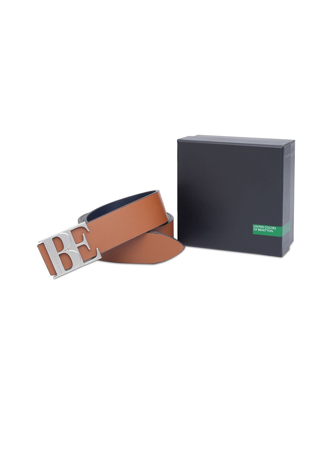 

United Colors of Benetton Men Leather Reversible Belt, Tan