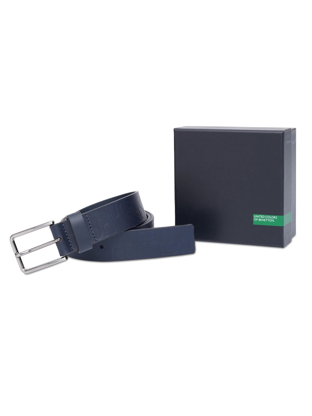 

United Colors of Benetton Men Leather Belt, Navy blue