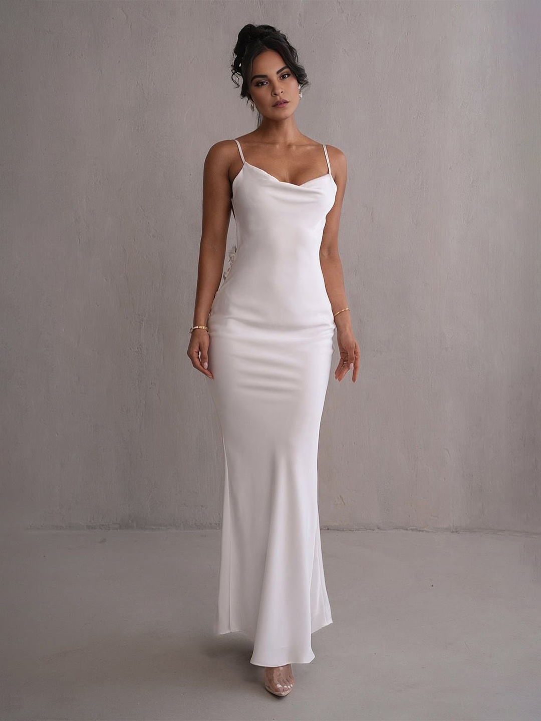 

Bee Boe Shoulder Straps Sleeveless Straight Maxi Dress, White