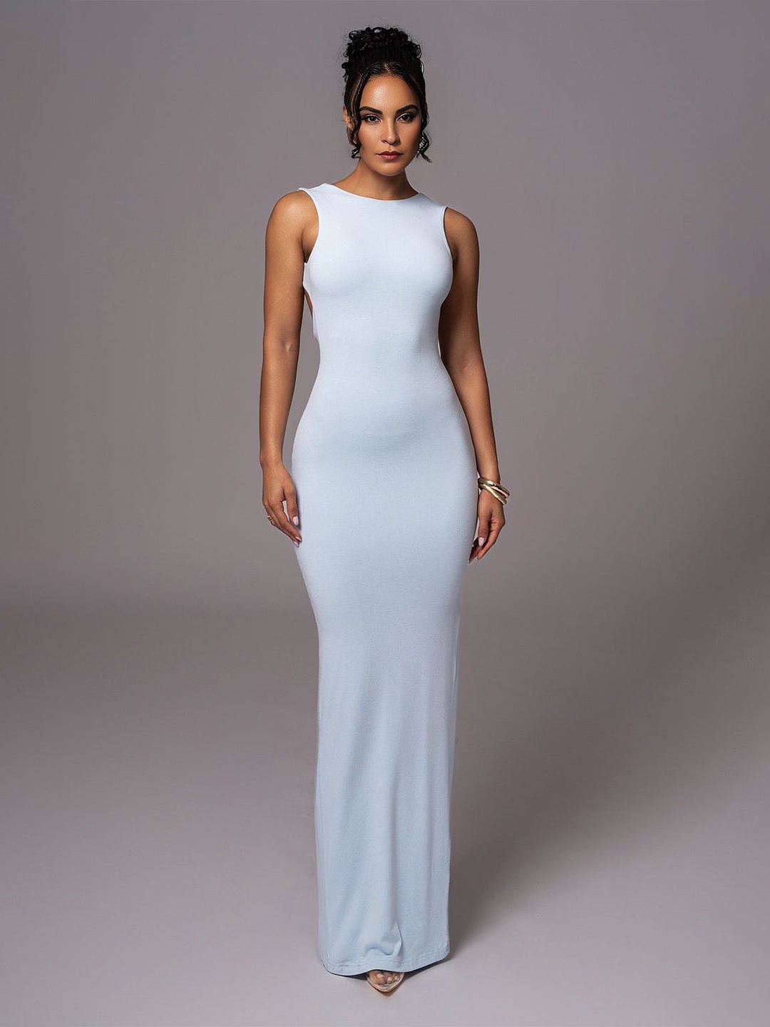 

Bee Boe Classic Neckline Maxi Dress, Blue