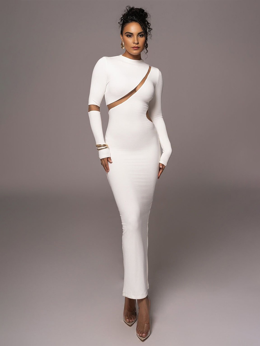 

Bee Boe Mock Neck Bodycon Dress, White