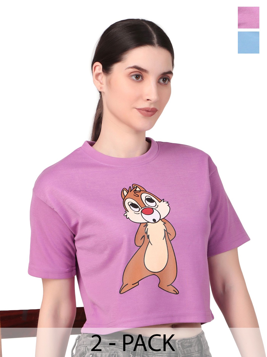 

Brazo Pack Of 2 Graphic Printed T-shirts, Purple