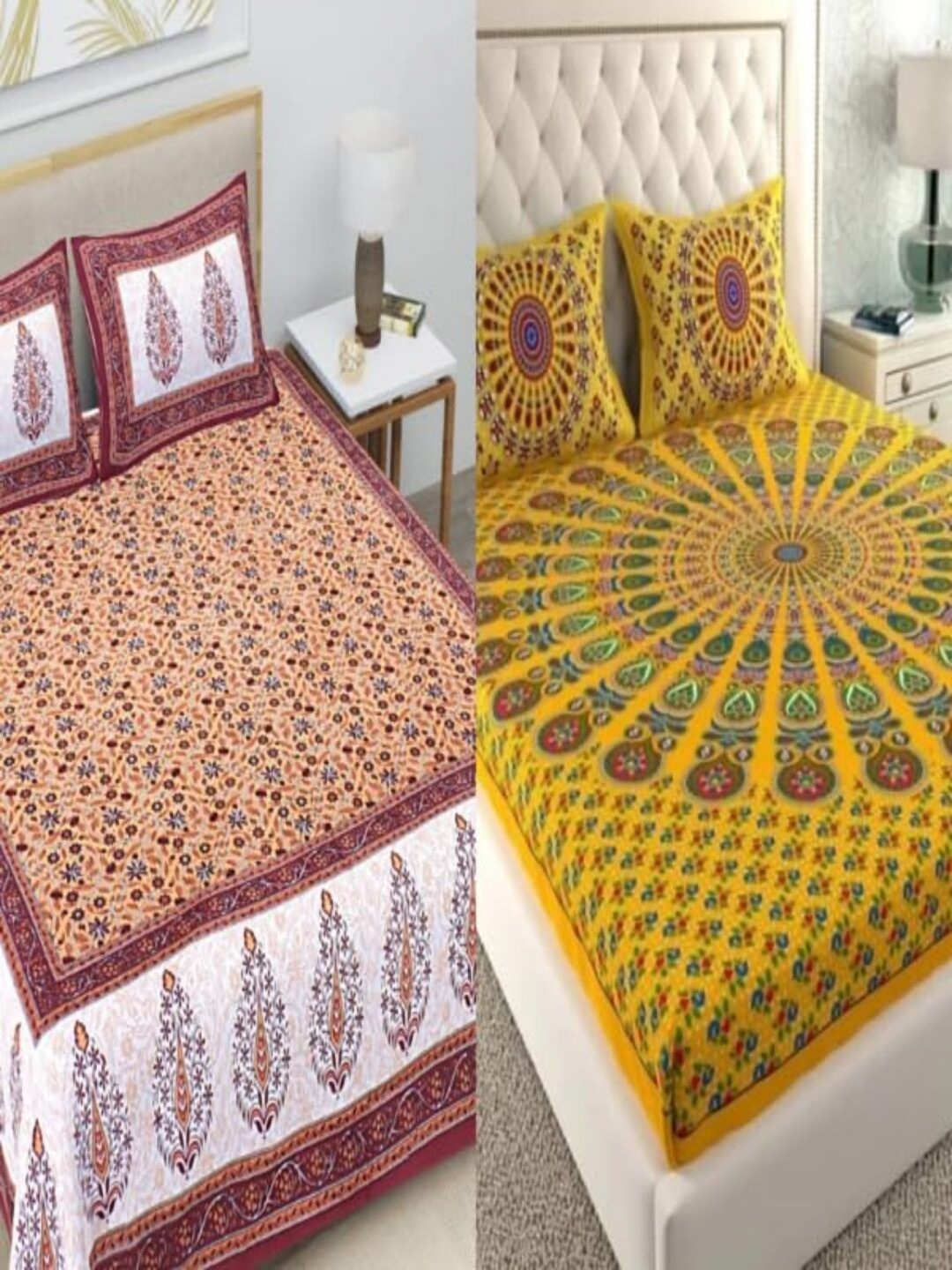 

Runjhun White & Yellow Floral 180 TC 2 Queen Bedsheet with 4 Pillow Covers