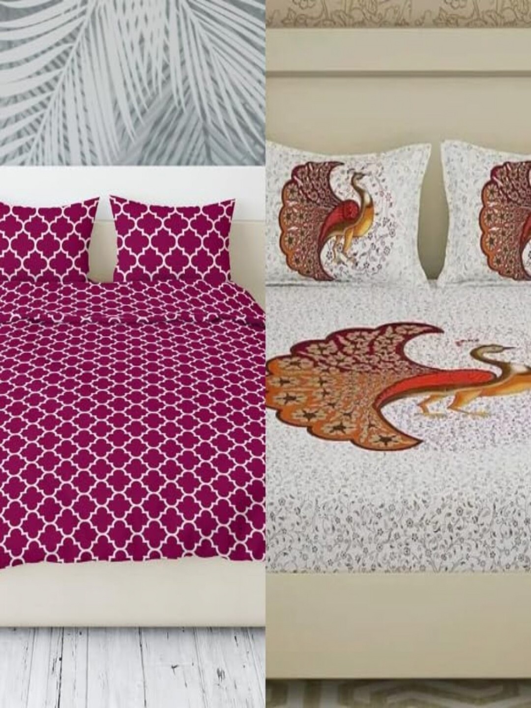 

Runjhun White & Pink Ethnic Motifs 180 TC 2 Queen Bedsheet with 4 Pillow Covers