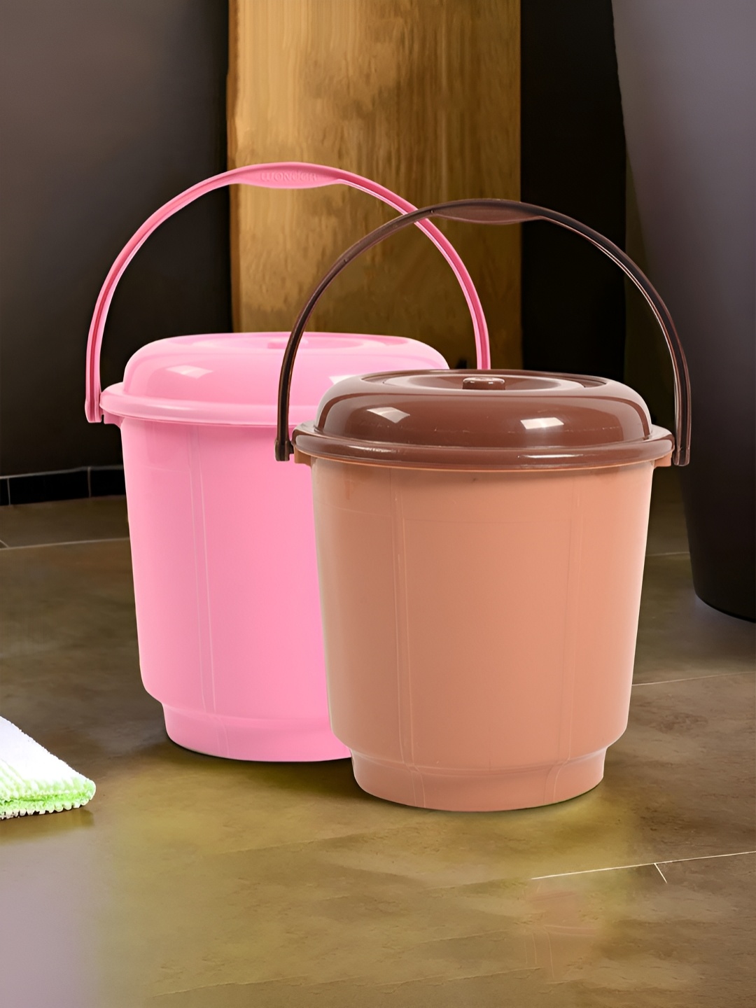 

Kuber Industries Pink 2 Pieces Buckets With Lids 18 L Each