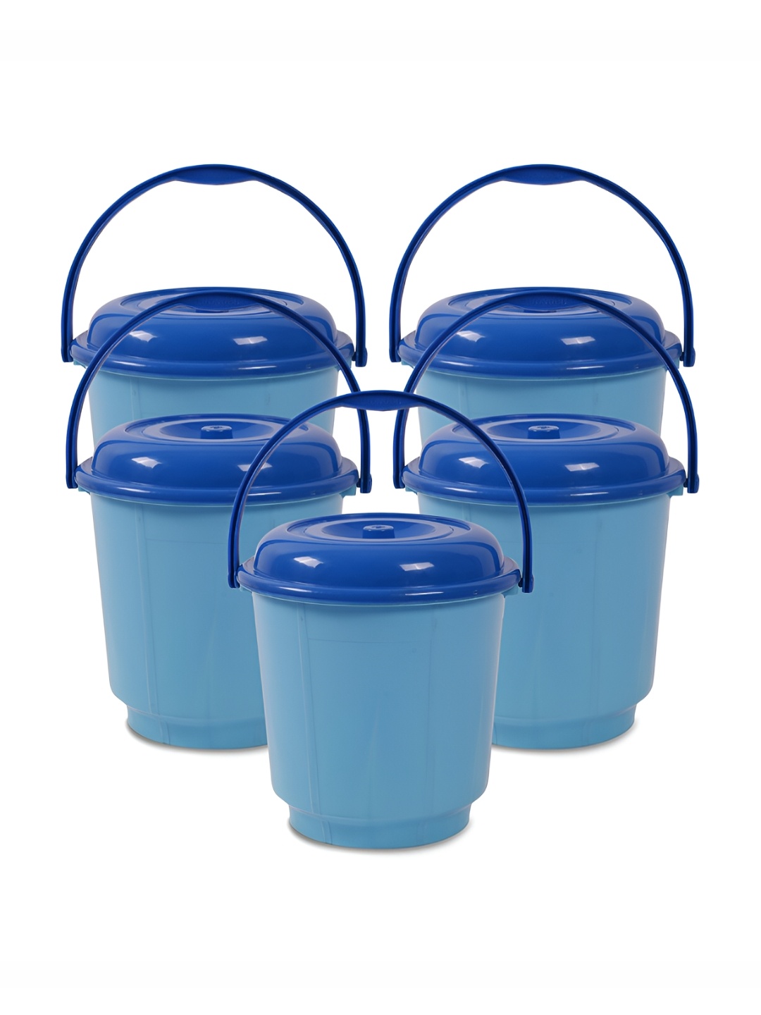 

Kuber Industries Blue 5 Pieces Solid Plastic Bath Accessories Set