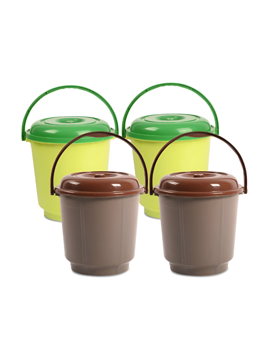 

Kuber Industries Green & Grey 4 Pieces Buckets With Lid 18L Each