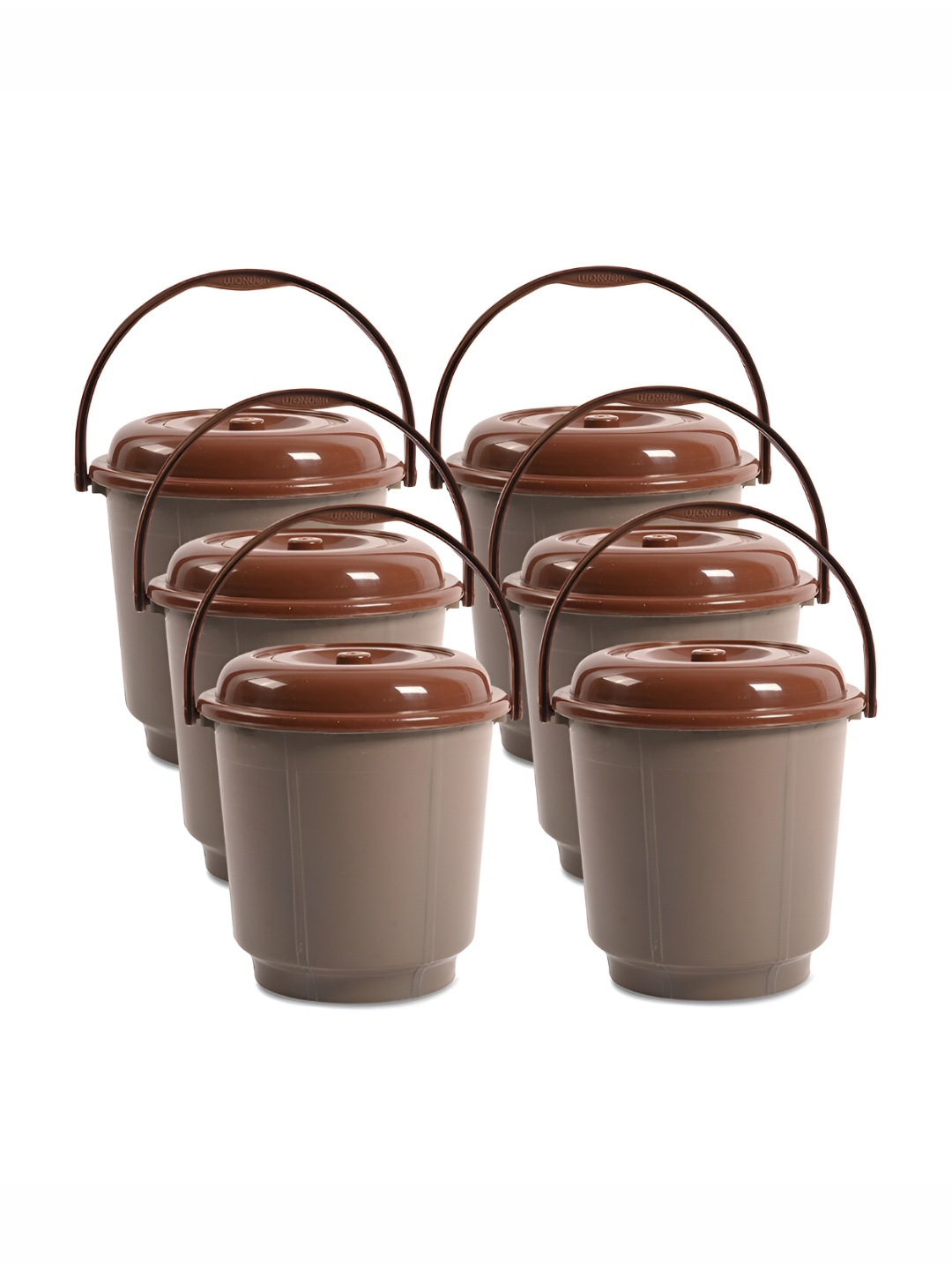 

Kuber Industries Grey & Brown 6 Pieces Bucket with Lid 18 L