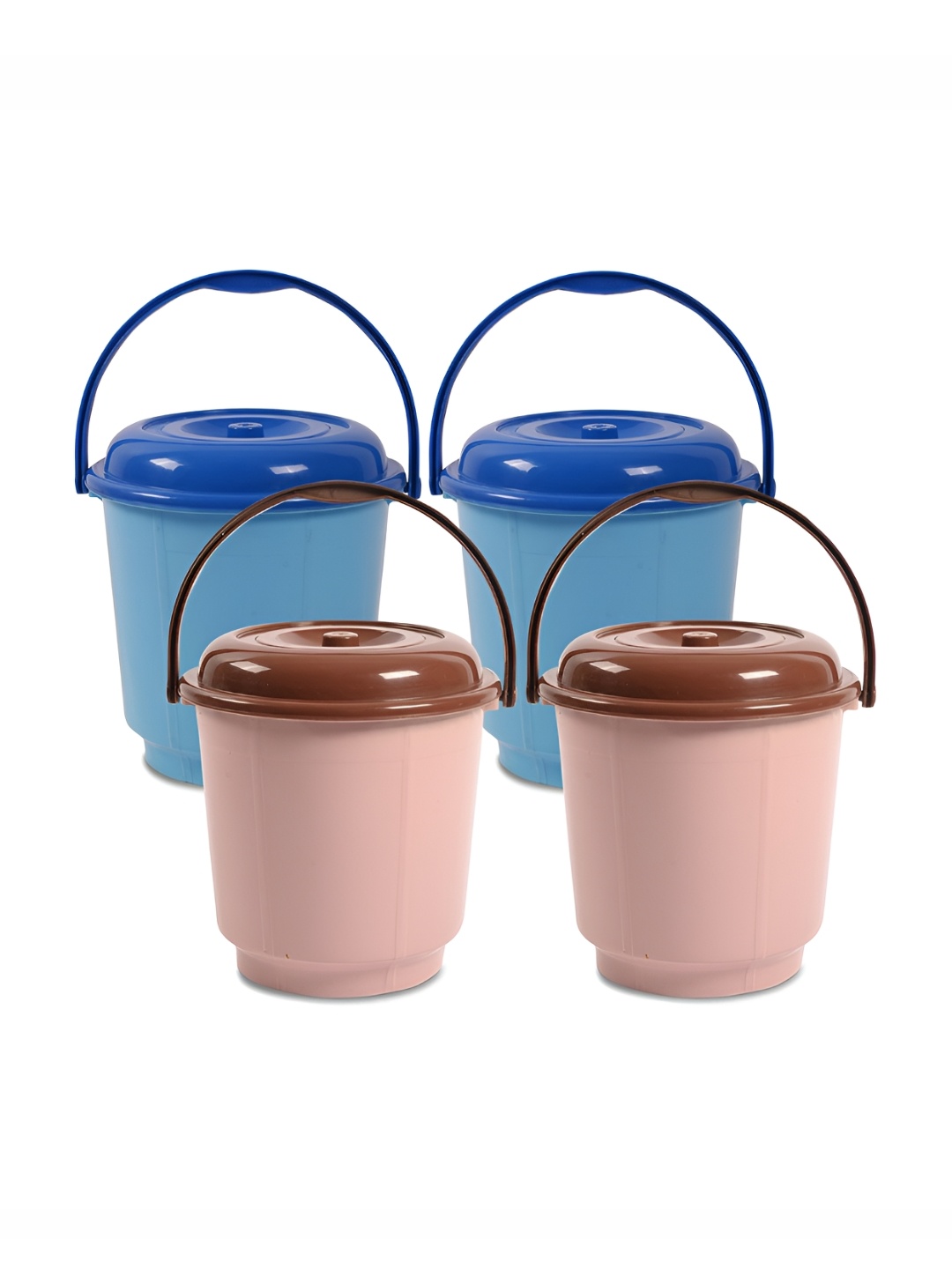 

Kuber Industries Blue & Pink 4 Pieces Buckets With Lid 18 L Each