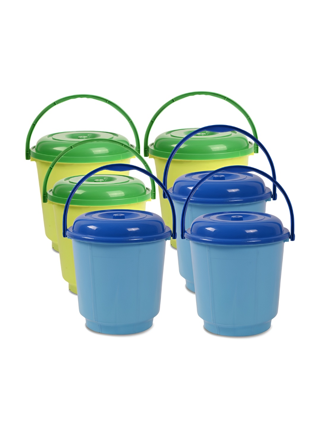 

Kuber Industries Green & Blue 6 Pieces Bathroom Buckets With Lids 18 L Each