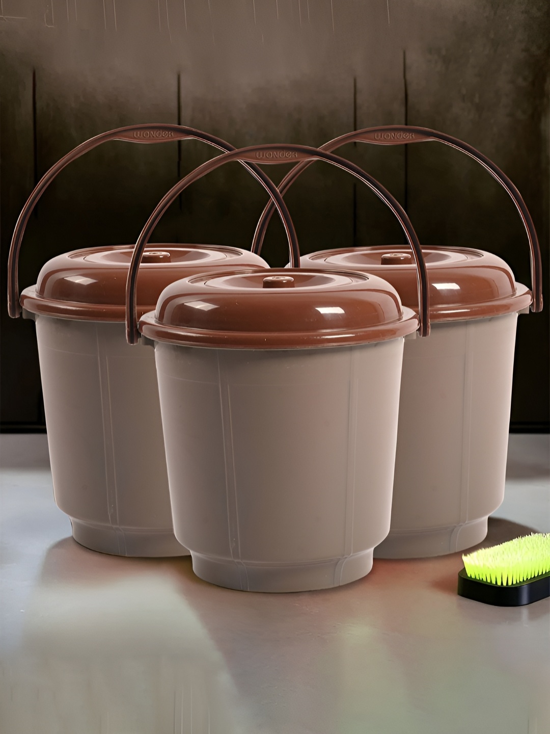 

Kuber Industries Brown 3 Pieces Bath Accessories Set 18L each