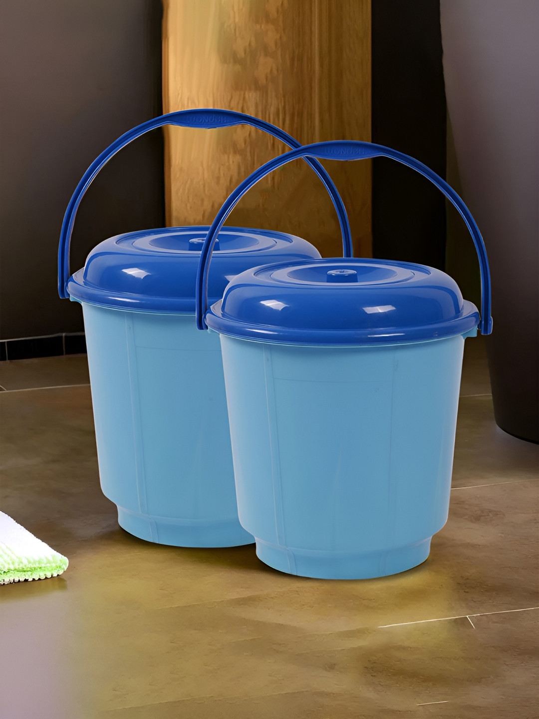 

Kuber Industries Blue & Navy Blue 2 Pieces Bucket with Lid 18 L