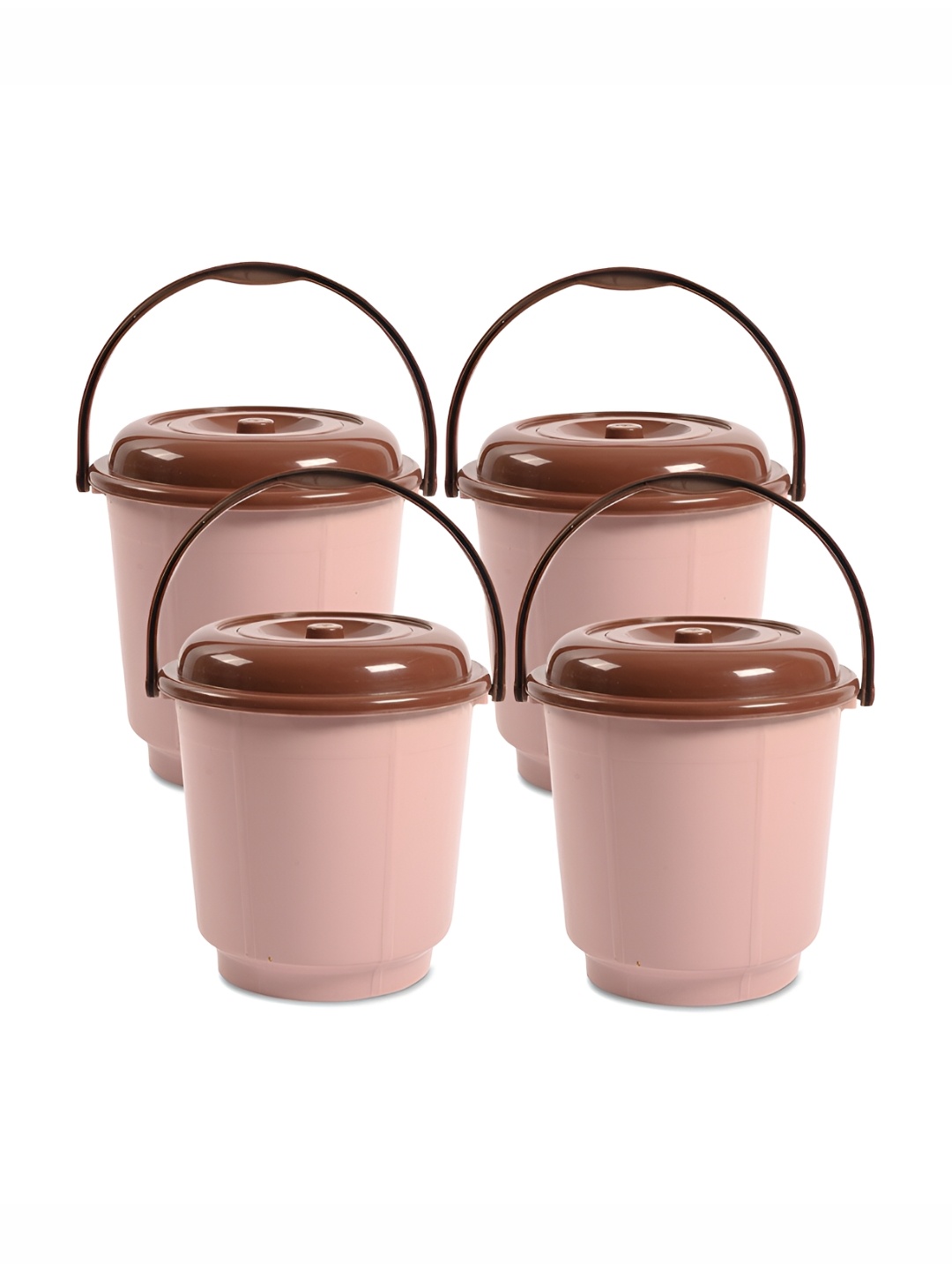 

Kuber Industries Peach & Brown 4 Pieces Bucket with Lid 18 L