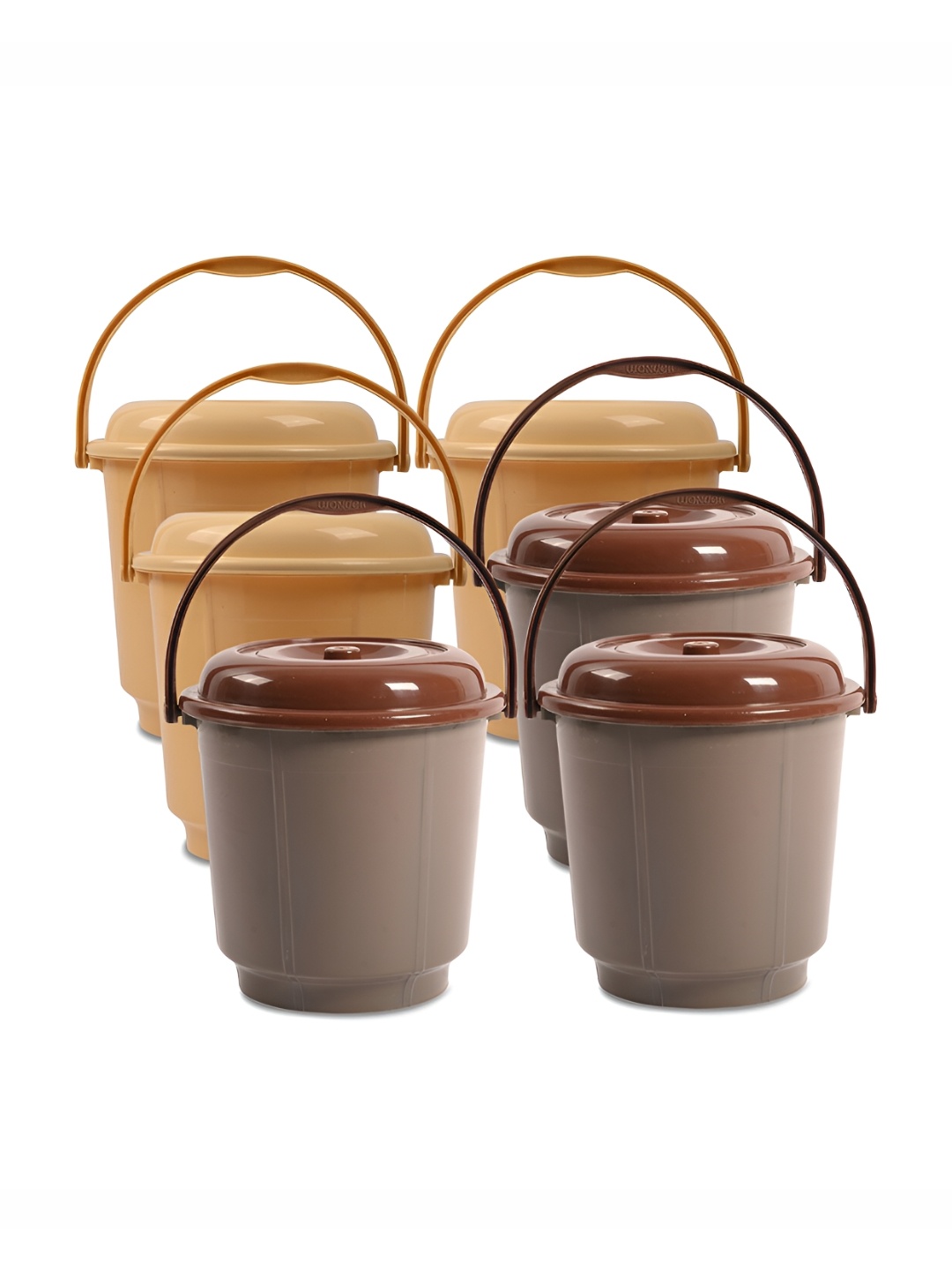

Kuber Industries Cream & Grey 6 piece Bath Bucket with Lid