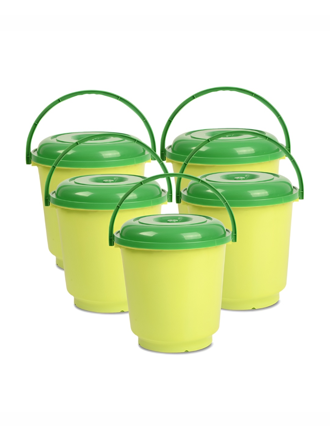 

Kuber Industries Green 5 Pieces Bathroom Buckets With Lids 18 L Each