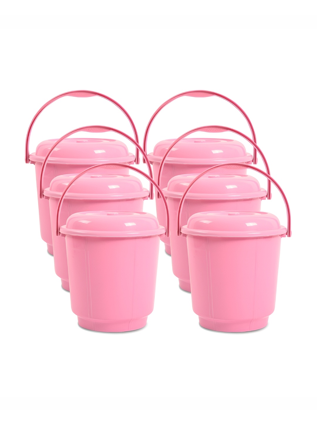 

Kuber Industries Pink 6 Pieces Buckets With Lid 18L each