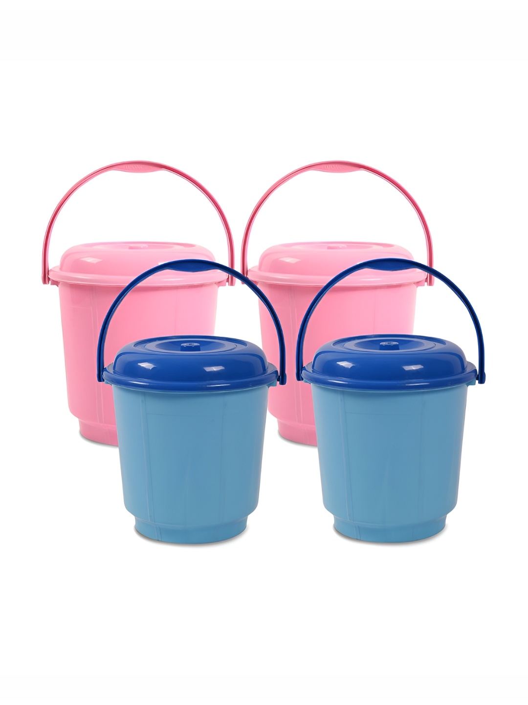 

Kuber Industries Pink & Blue 4 Pieces Bucket with Lid 18 L