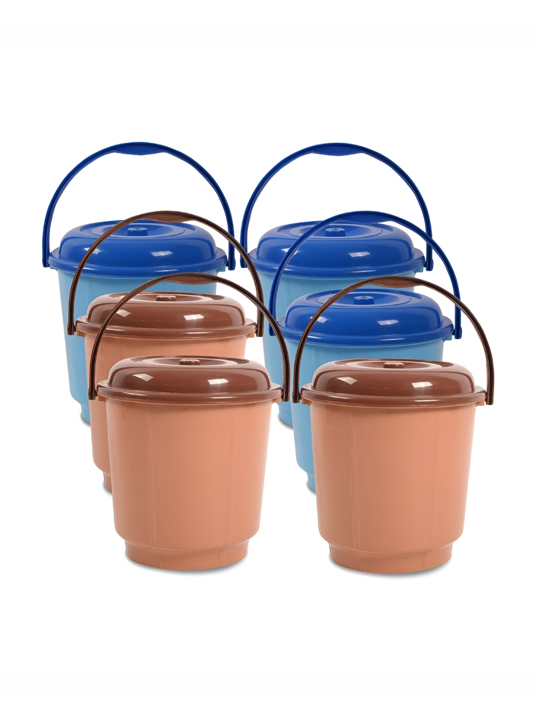 

Kuber Industries Blue & Brown 6 Pieces Bath Accessories Set 18l