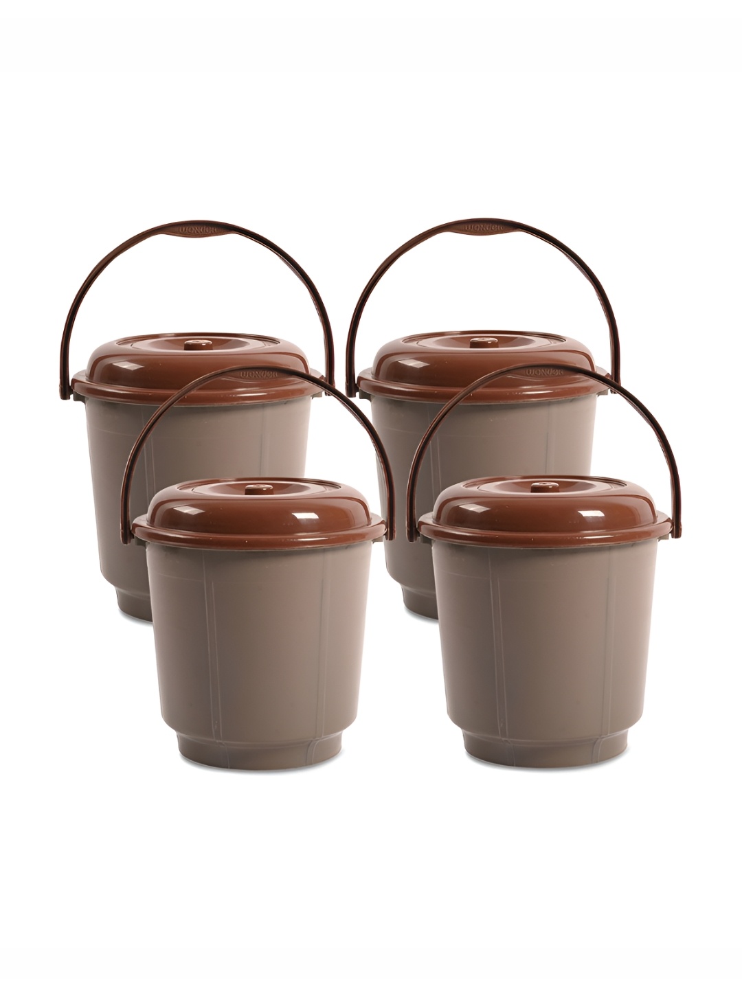 

Kuber Industries Grey & Brown 4 Pieces Bucket with Lid 18 L