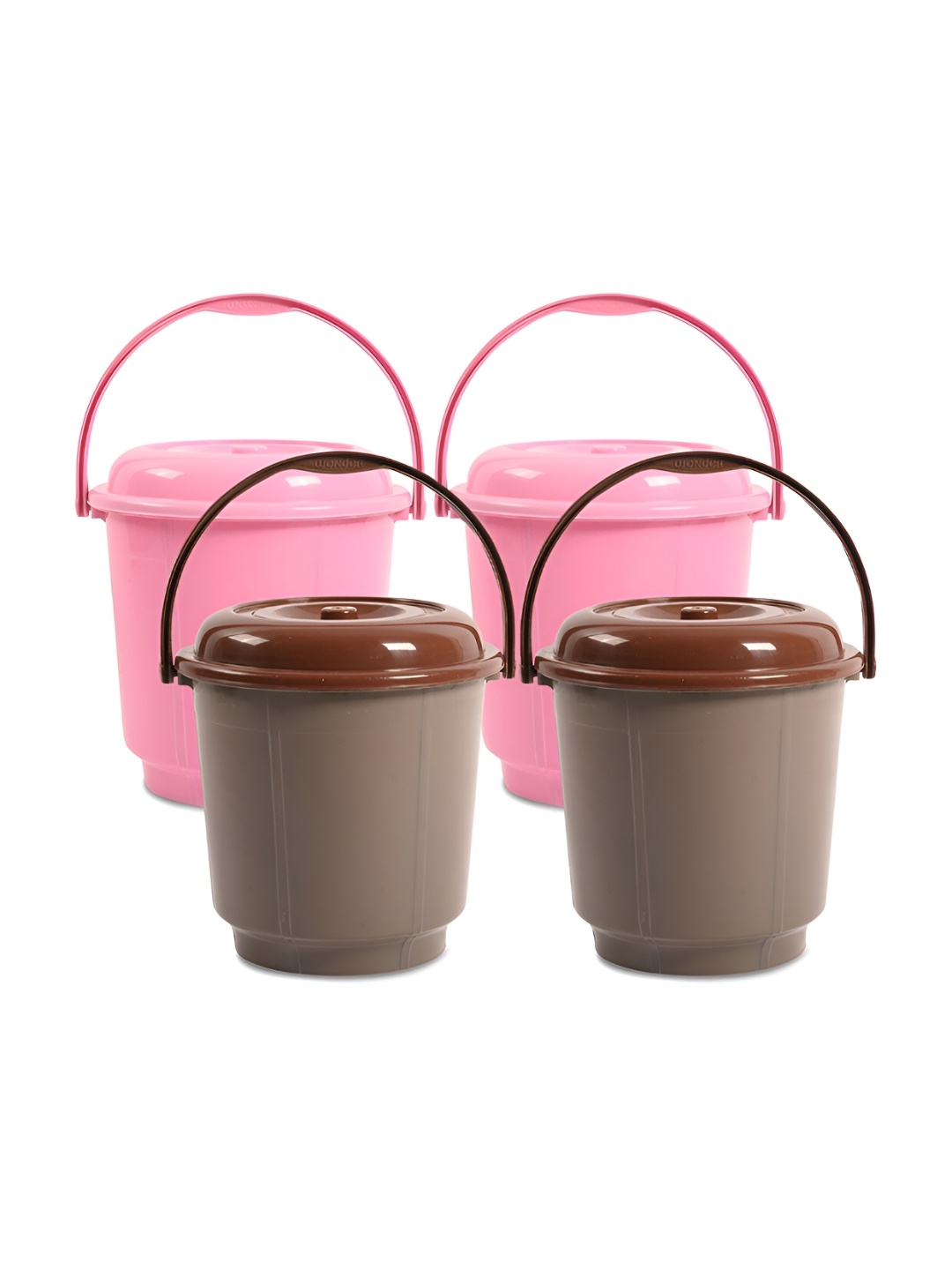 

Kuber Industries Pink & Brown 4 Pieces Solid Plastic Bath Accessories Set