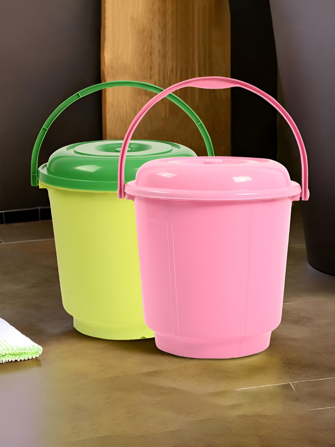 

Kuber Industries Green & Pink 2 Pieces Bath Accessories Set