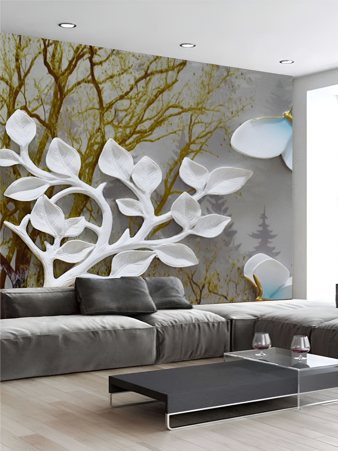 

Aura White & Grey Printed Self Adhesive 3D Wall Stickers