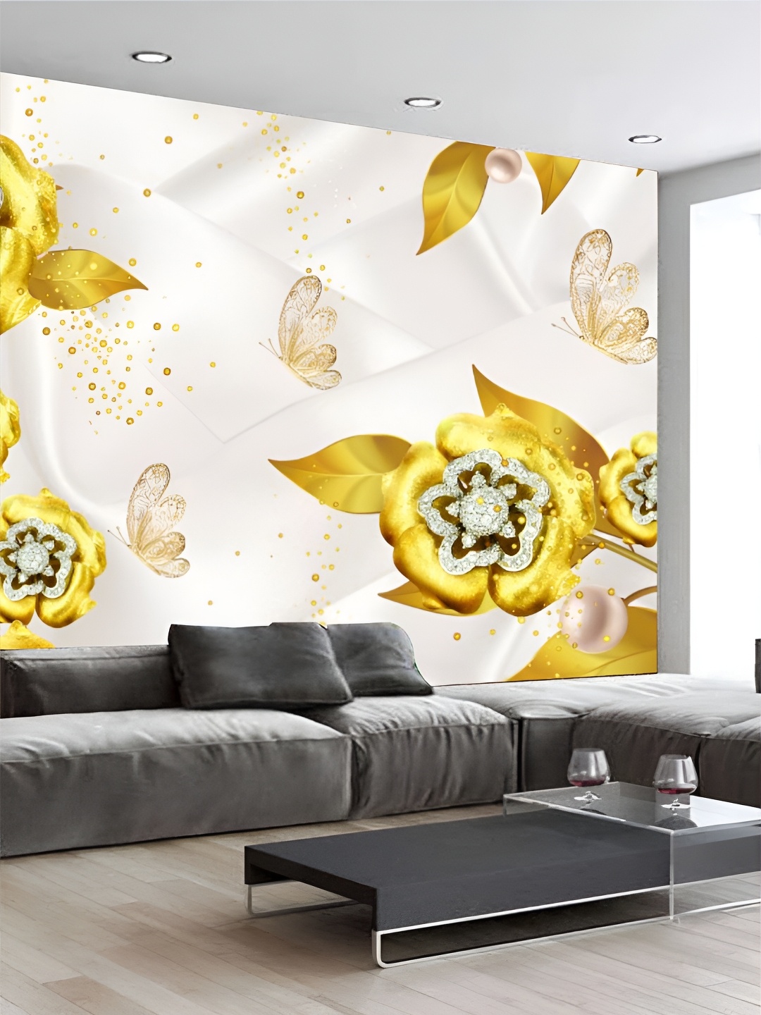 

Aura White & Yellow Printed Self Adhesive 3D Printed Wall Sticker