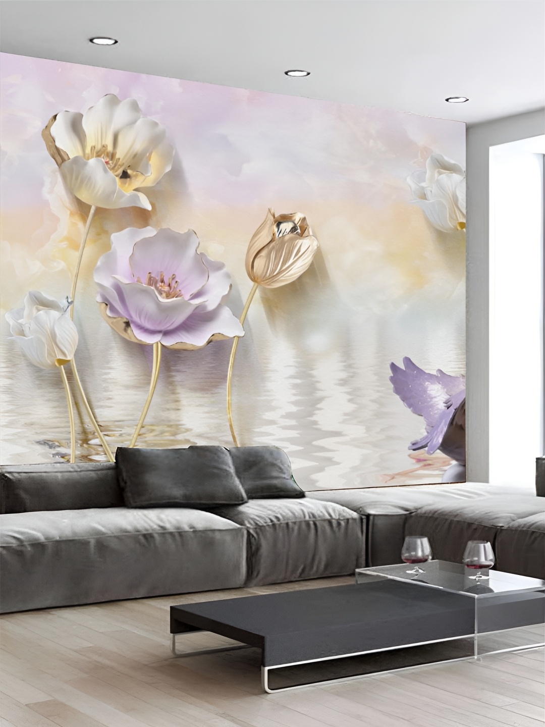 

Aura Lavender Coloured & Beige 3D Floral Printed Self Adhesive Wall Sticker