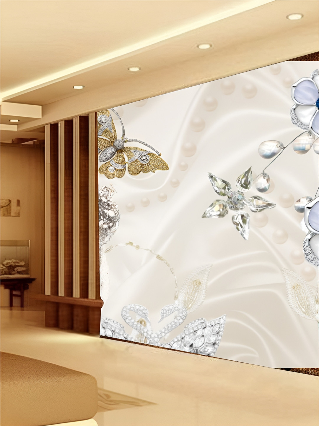 

Aura Cream Coloured & Blue 3D Printed Self-Adhesive Wall Sticker