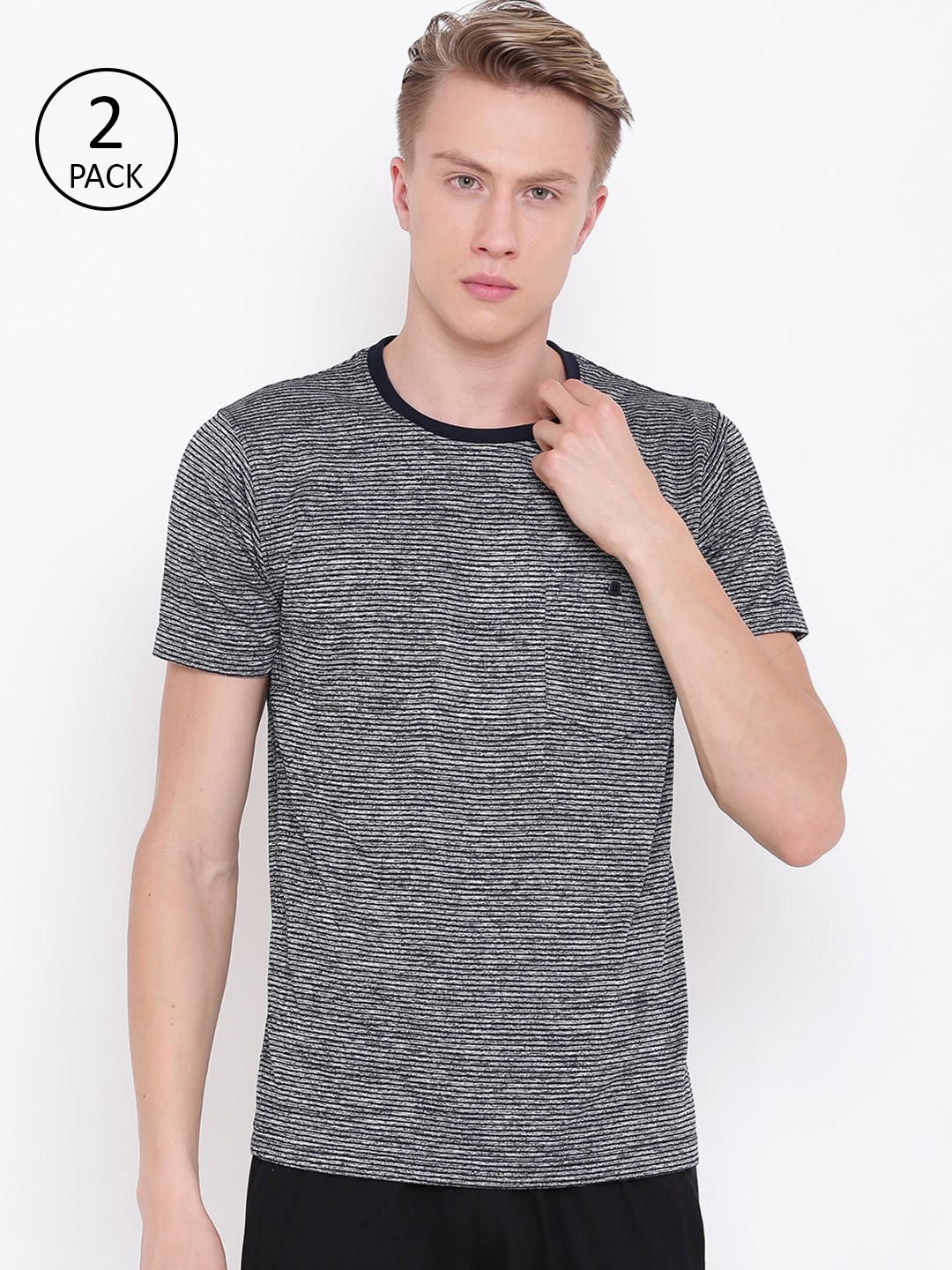 

Sweet Dreams Men Navy Blue Striped Round Neck Lounge T-shirt