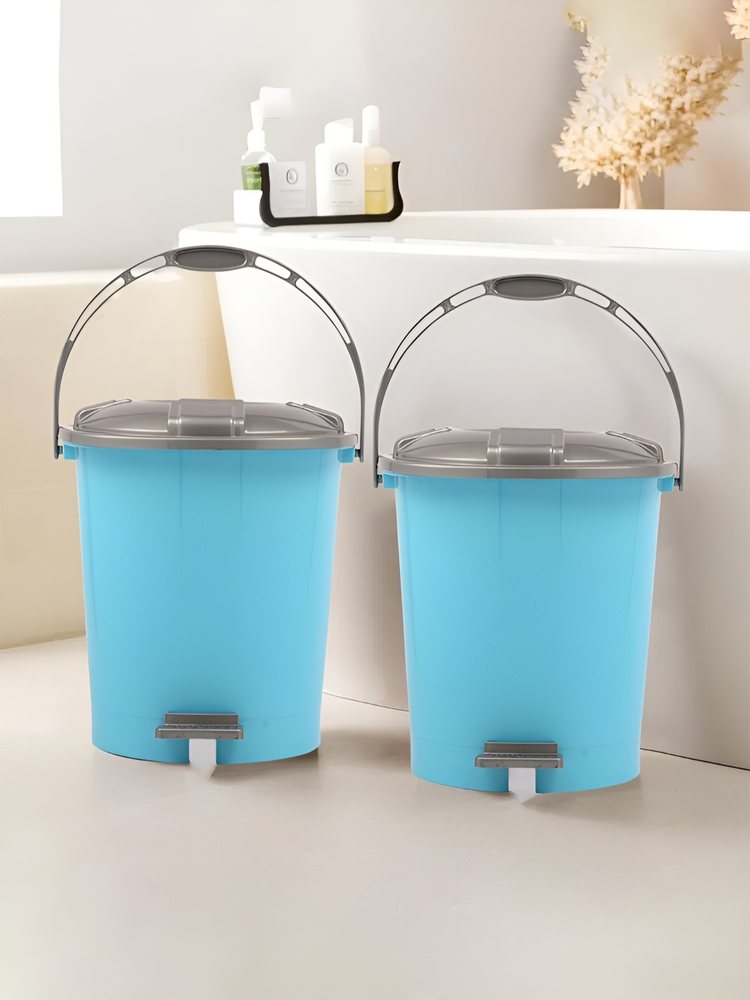 

Kuber Industries Blue 2Pcs Pedal Dustbins 10 l Each