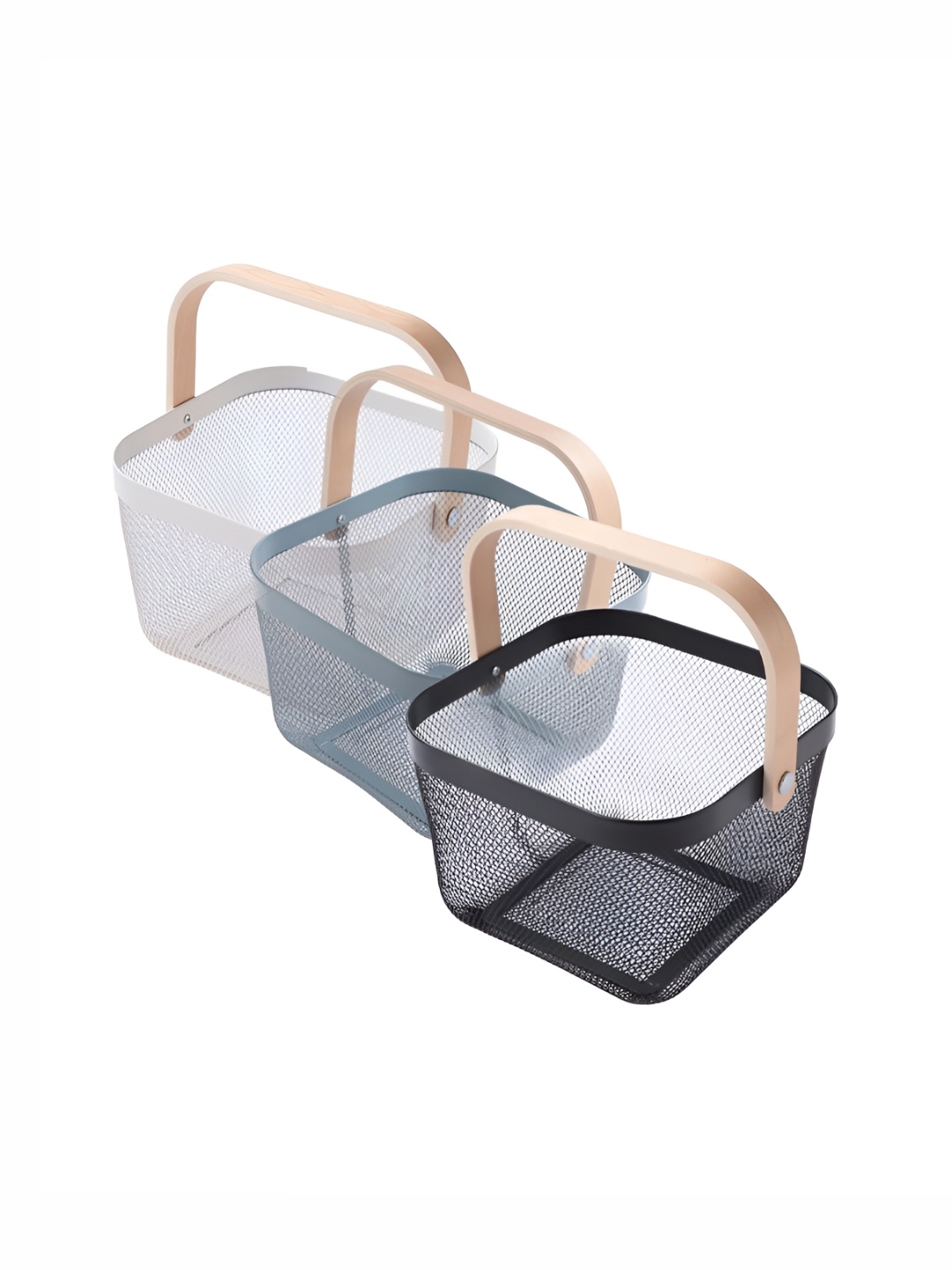 

UMAI White & Black 3 Pieces Textured Metal Multi-Utility Organisers