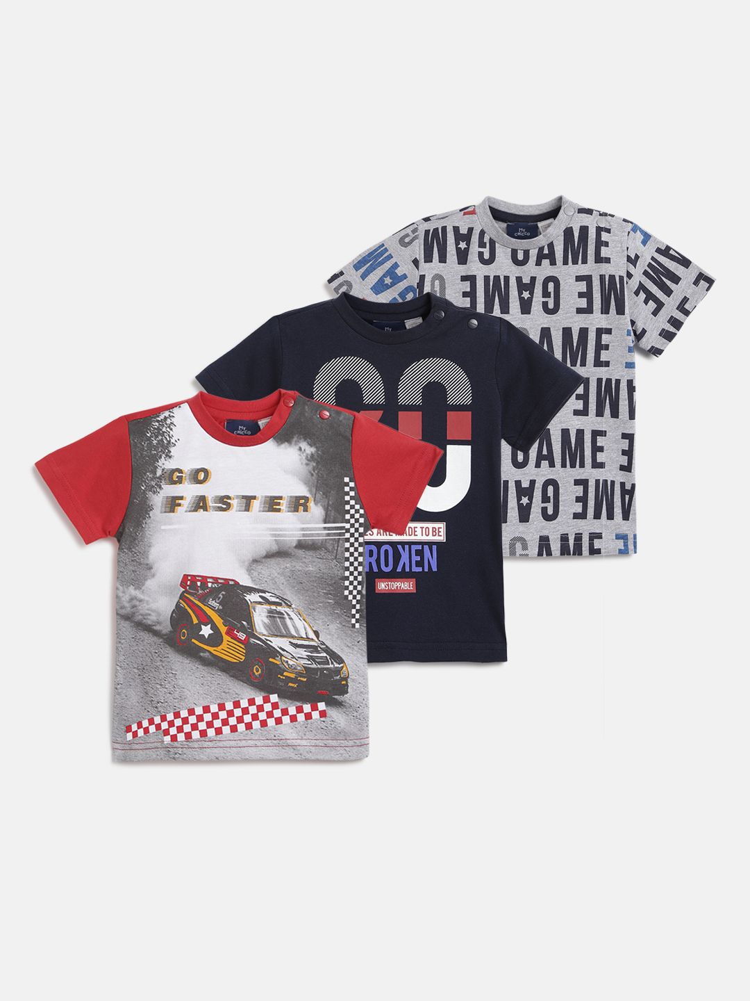 

Chicco Boys Set Of 3 Printed Round Neck T-shirt, Multi