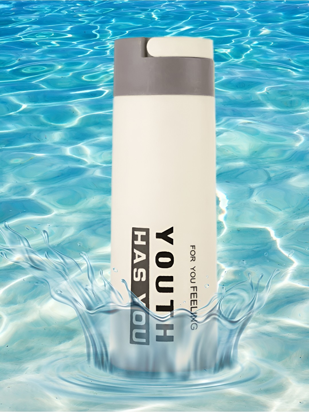

WELOUR White & Grey Typography Printed Glass Water Bottle 450 ml
