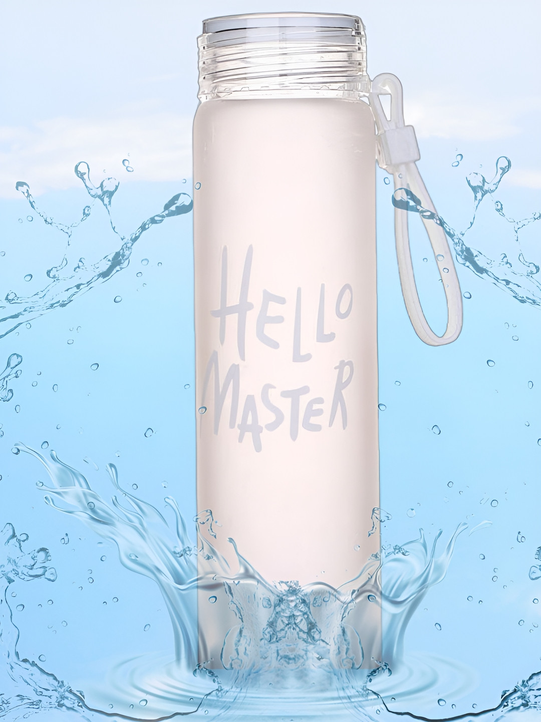 

WELOUR White Glass Printed Water Bottle 450 ml