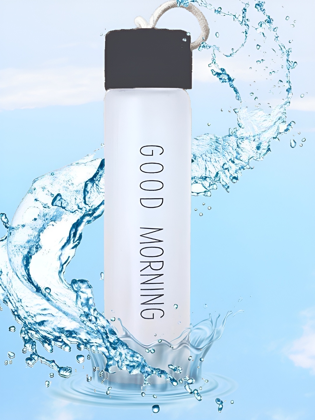 

WELOUR Black Glass Printed Water Bottle 400ml