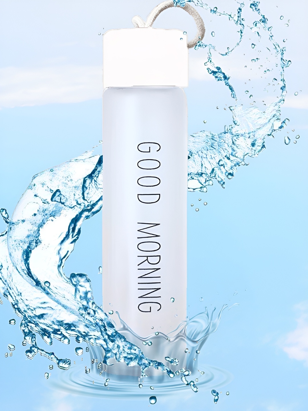 

WELOUR White Glass Printed Water Bottle 400ml